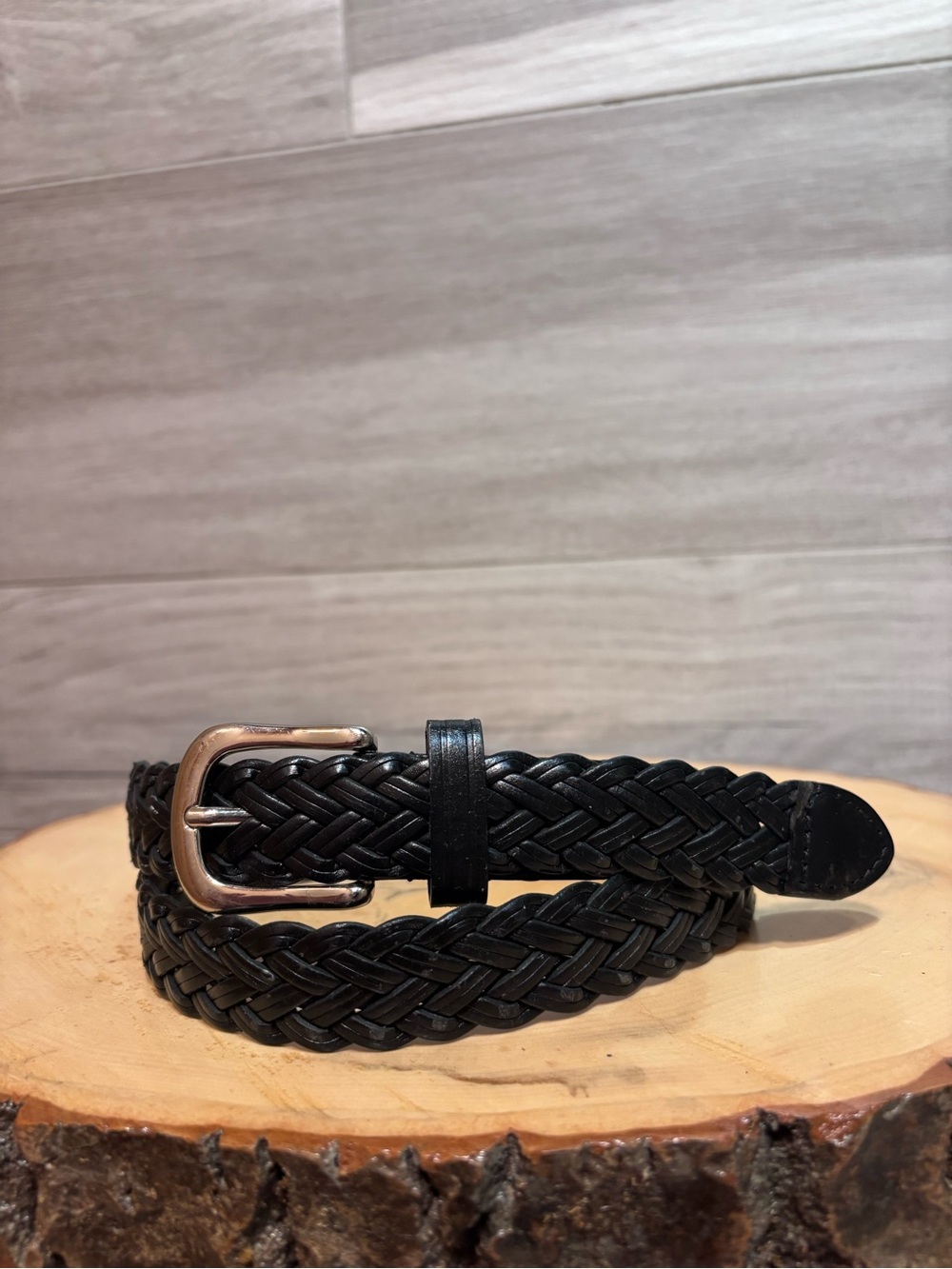 3/$30 Vintage black braided belt size S/M
